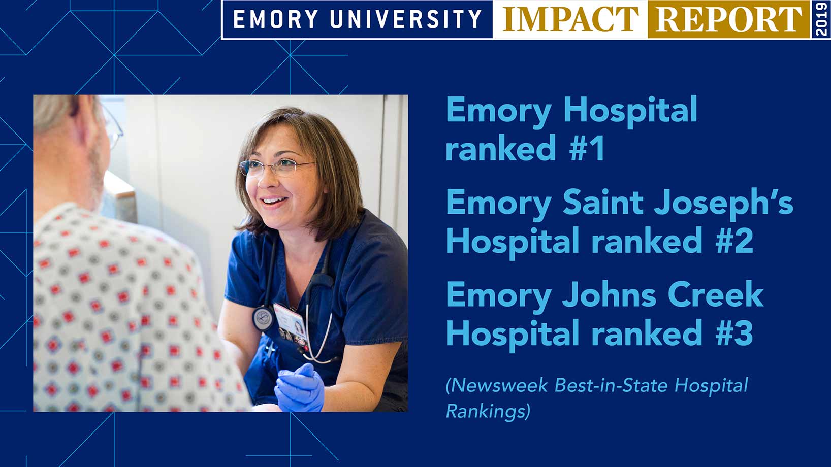 Emory Hospital ranked #1; Emory Saint Joseph’s Hospital ranked #2; Emory Johns Creek Hospital ranked #3 - Newsweek Best-in-State Hospital Rankings