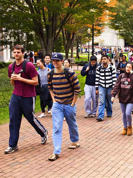 Emory students walking on campus